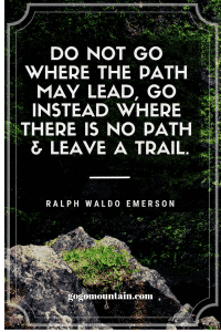 Do not go where the path may lead, go instead where there is no path & leave a trail.
