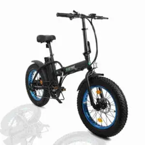 Ecotric Fat Tire Portable and Folding Electric Bike-Matt Black and blue